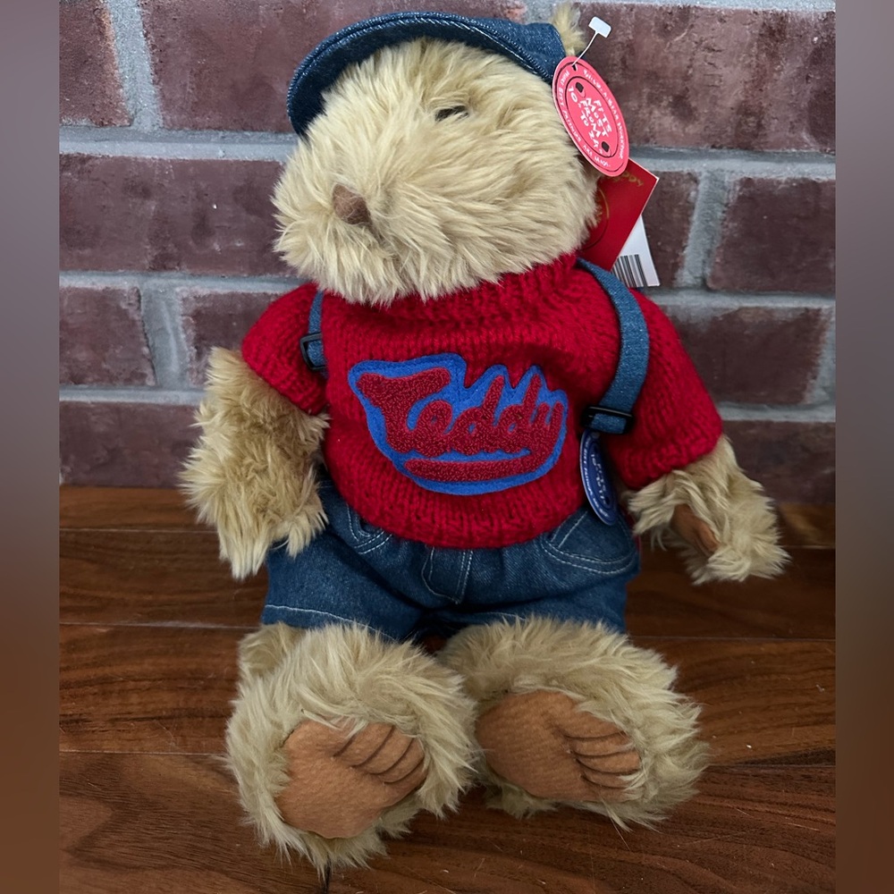 Build-A-Bear Plush Unisex 14in Tan 1998 Centennial Series Sweater Denim Backpack